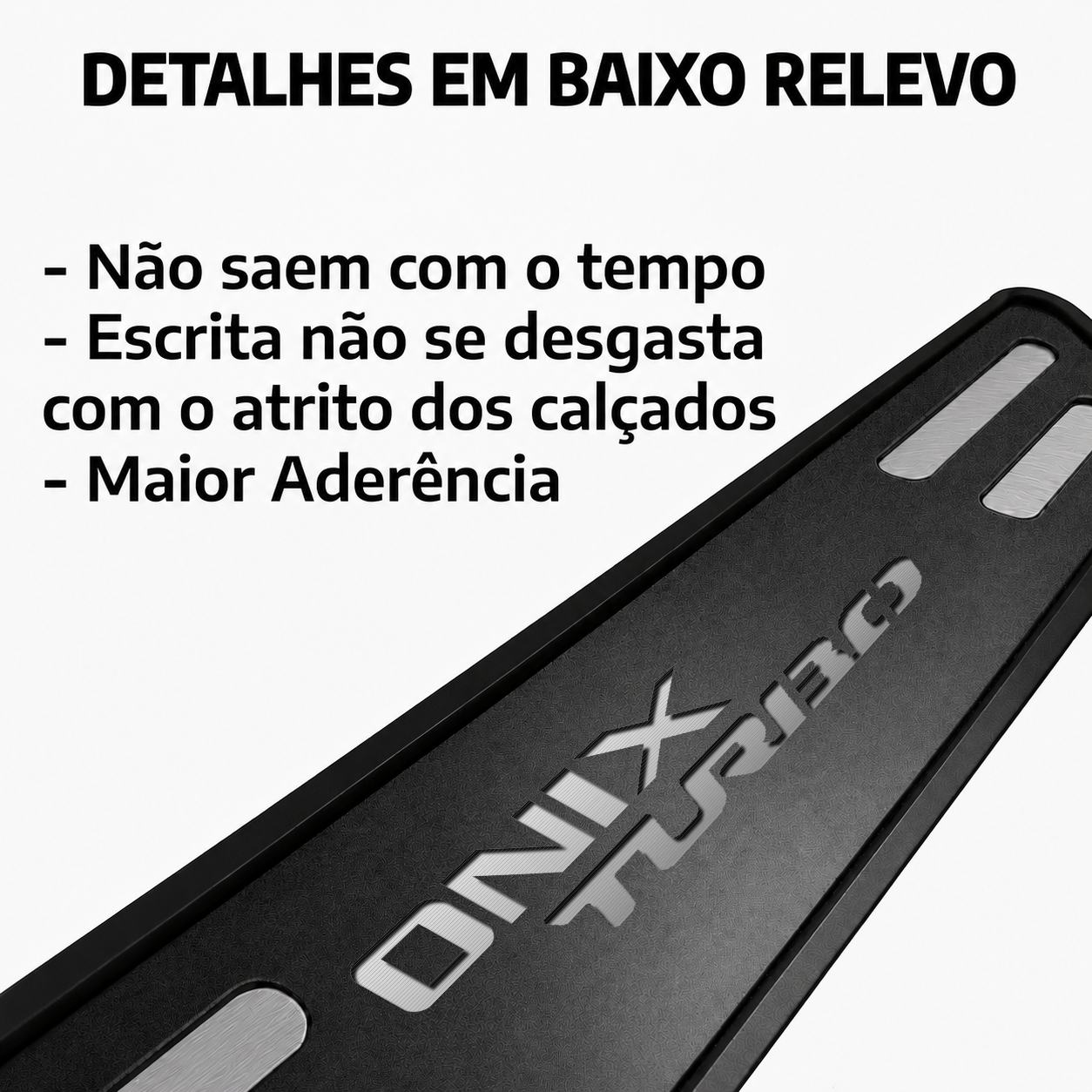 Kit soleira baixo relevo em aço inox Onix Turbo - BLACK