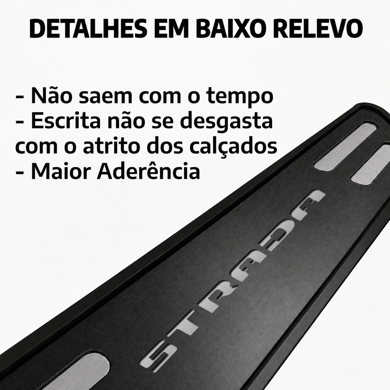 Kit soleira baixo relevo em aço inox Strada - BLACK