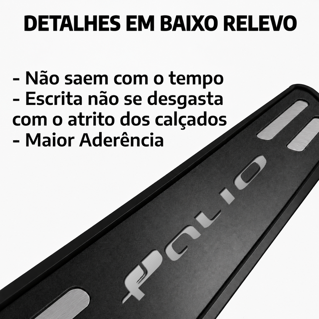 Kit soleira baixo relevo em aço inox Palio- BLACK