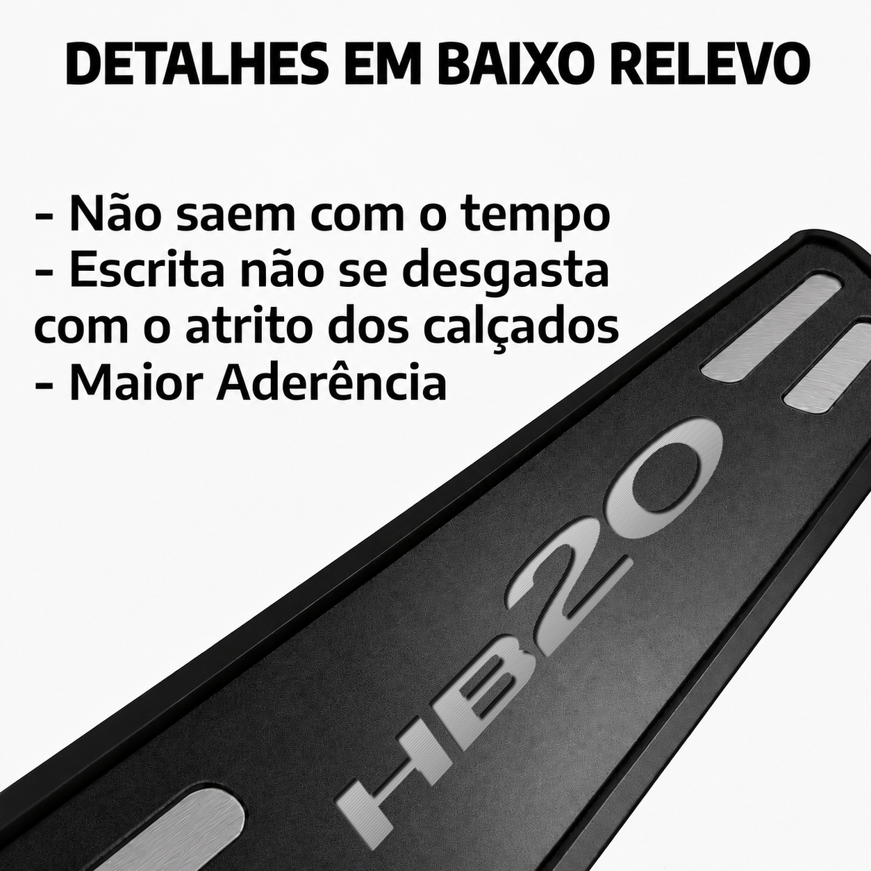 Kit soleira baixo relevo em aço inox Hb20 - BLACK