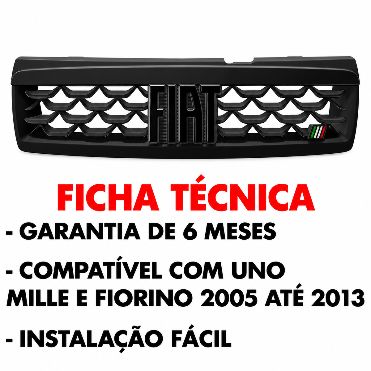Grade Curvada Fiorino Uno Mille 2005 2013 Emblema Black Italia