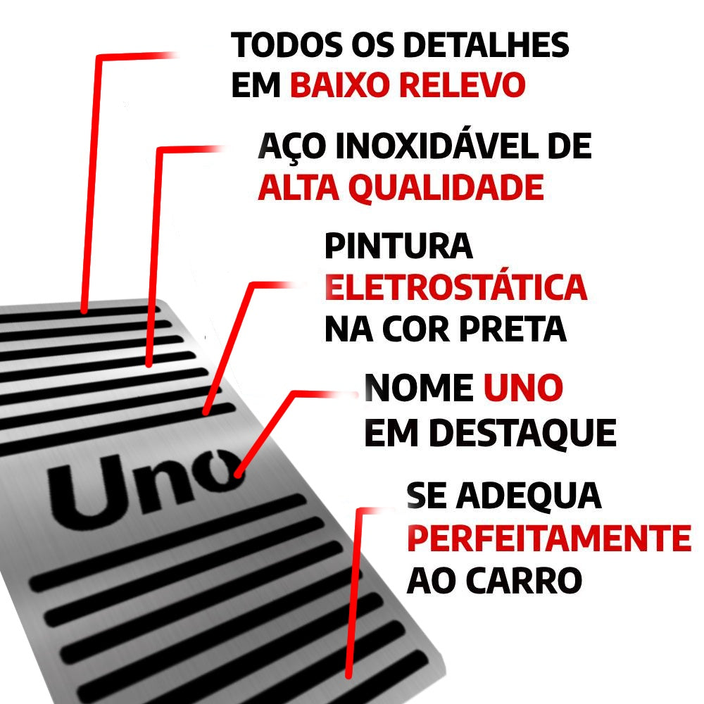 Descanso de pé em aço inox Fiat Uno - 2005/2013