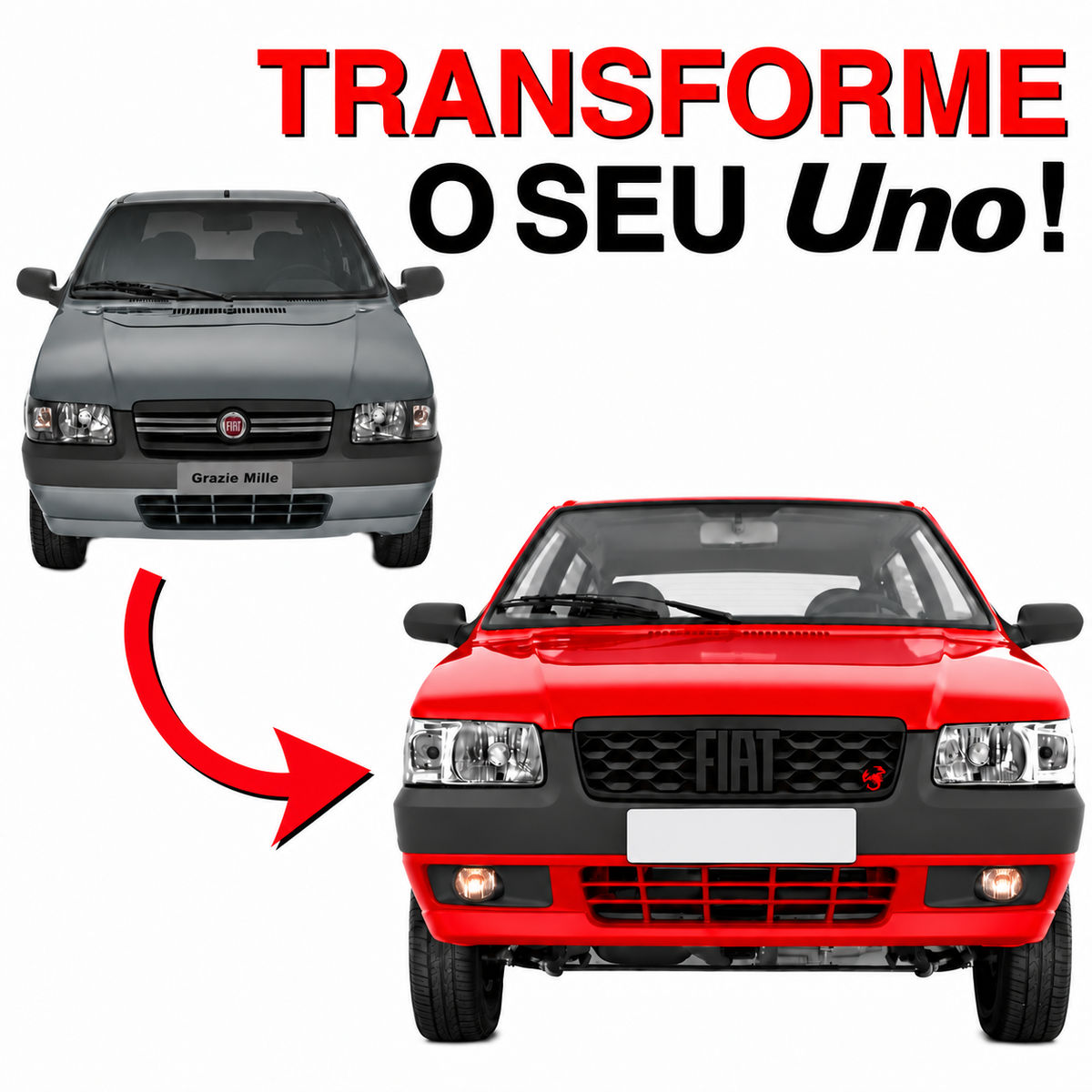Grade Curvada Uno Mille Fiorino Emblema Preto e Escorpiao 2005 2013