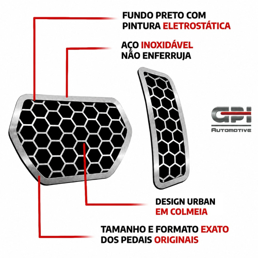 Pedaleira em aço inox Citroën C3 (13 21) C4 Lounge C4 Cactus Urban AT Todos os anos