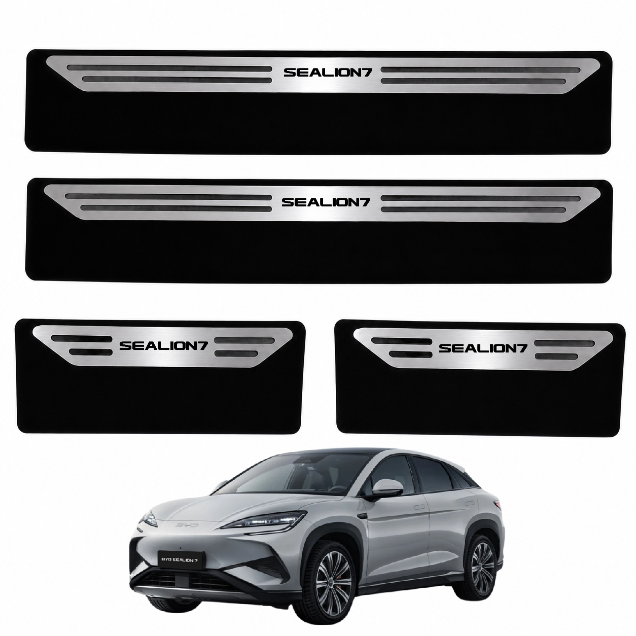 Kit soleira baixo relevo em aço inox BYD Sealion 7