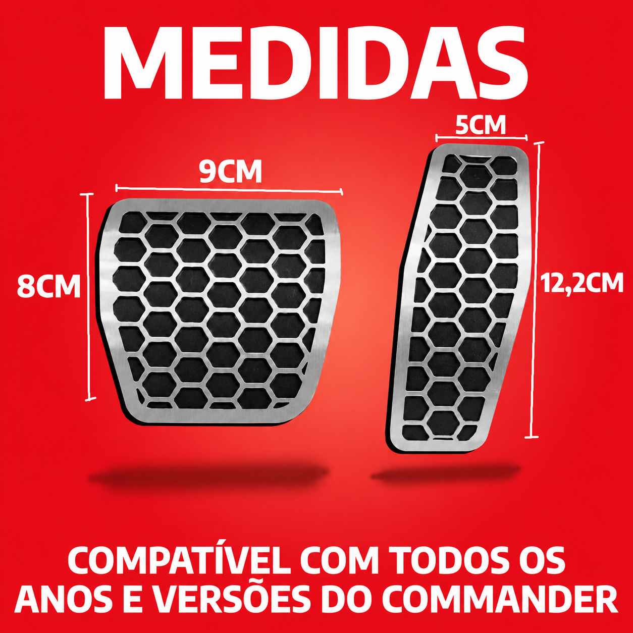 Pedaleira em aço inox Jeep Compass Renegade Commander Pulse Toro Urban AT Todos os anos