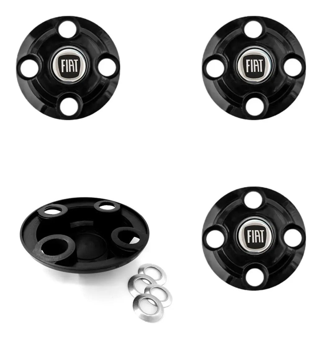 Kit Calotinhas new black Fiat Aro 13, 14 e 15 - Emblema Preto