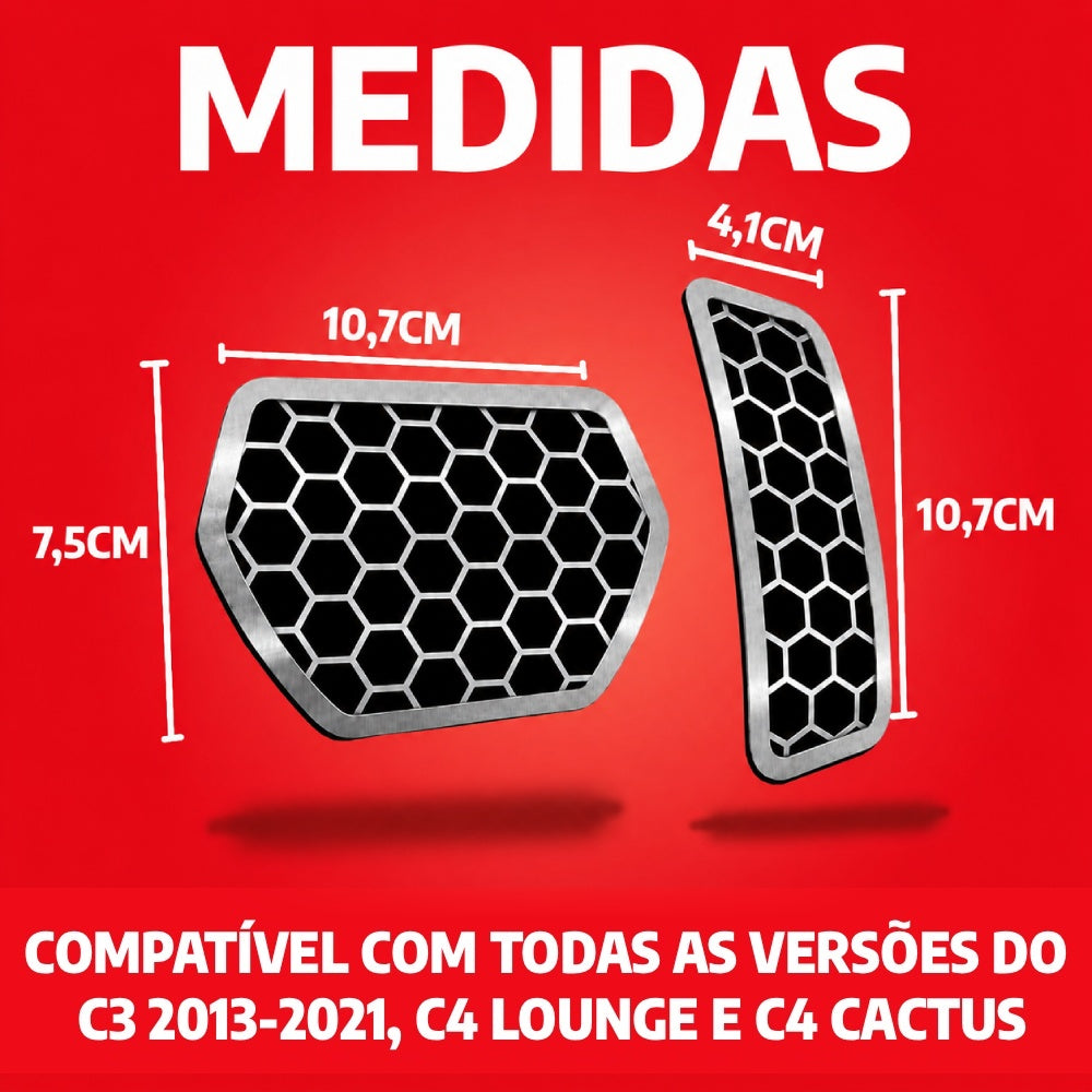 Pedaleira em aço inox Citroën C3 (13 21) C4 Lounge C4 Cactus Urban AT Todos os anos
