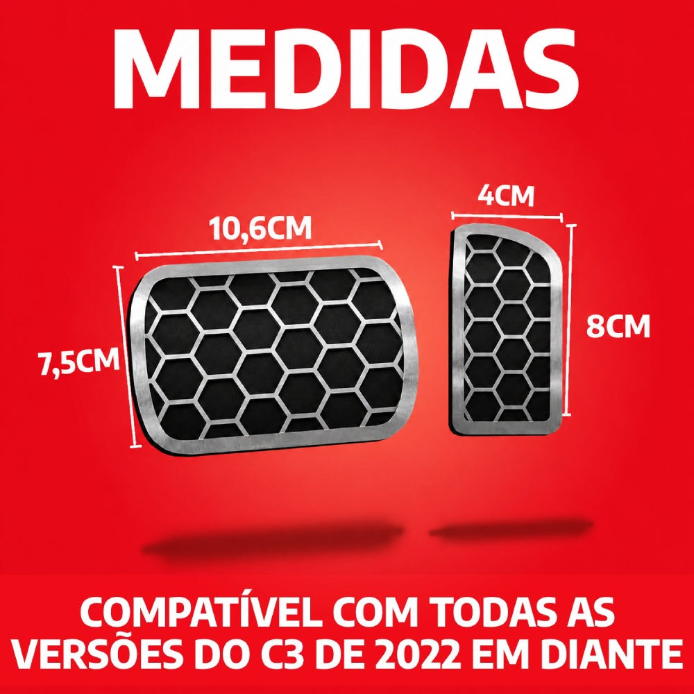 Pedaleira em Aço Inox Citroën C3 2022 em Diante Automático Urban