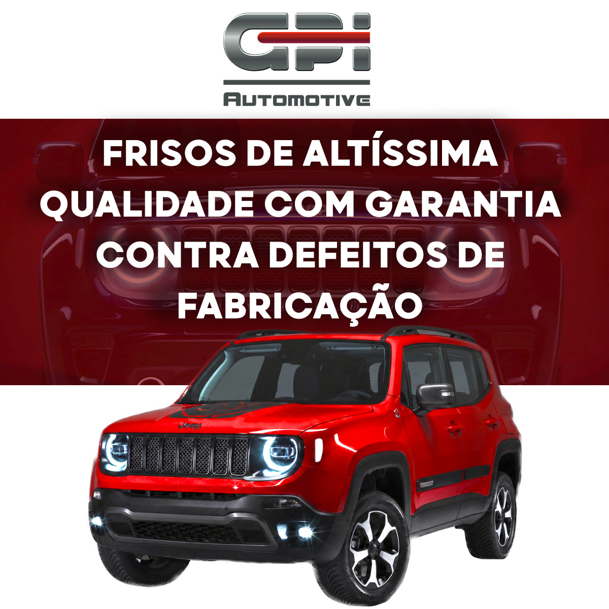 Friso Preto Renegade Com Fita Dupla Face GPI Automotiva