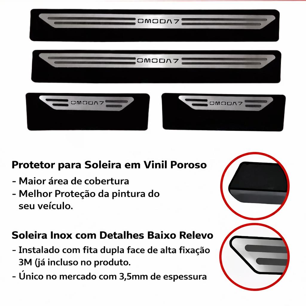 Kit soleira baixo relevo Omoda 7 em aço inox
