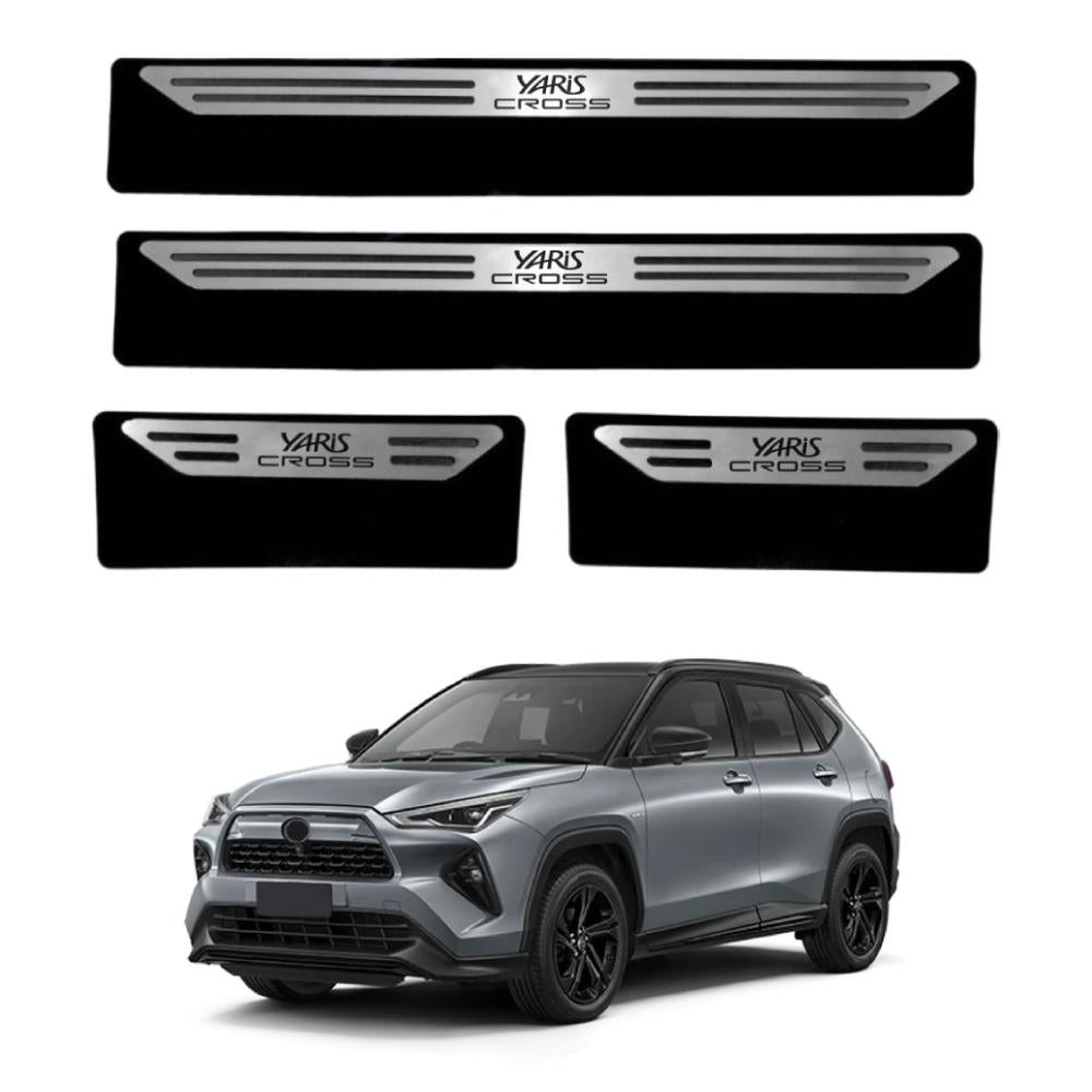 Kit soleira baixo relevo Yaris Cross em aço inox