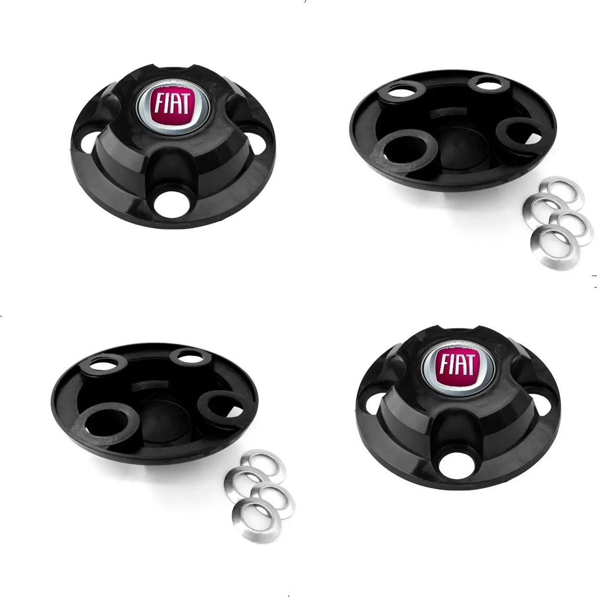Kit Calotinhas new black Fiat Aro 13, 14 e 15 - Emblema Vermelho