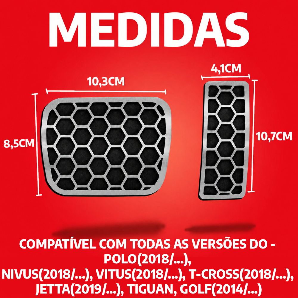 Pedaleira Volkswagen Polo / Nivus / Virtus / T-Cross / Jetta / Tiguan / Golf Urban