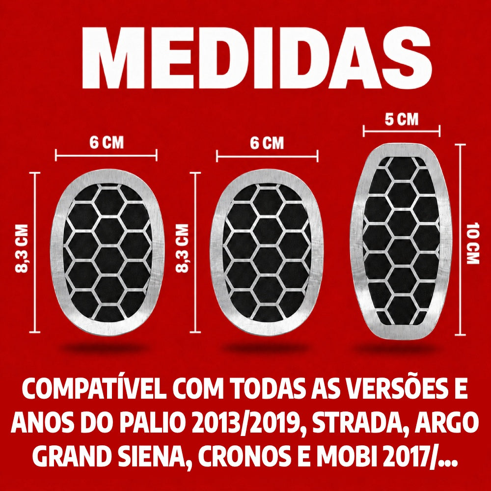 Pedaleira em aço inox Fiat Strada Cronos Argo Grand Siena Palio (13 19) Mobi Urban MT Todos os anos