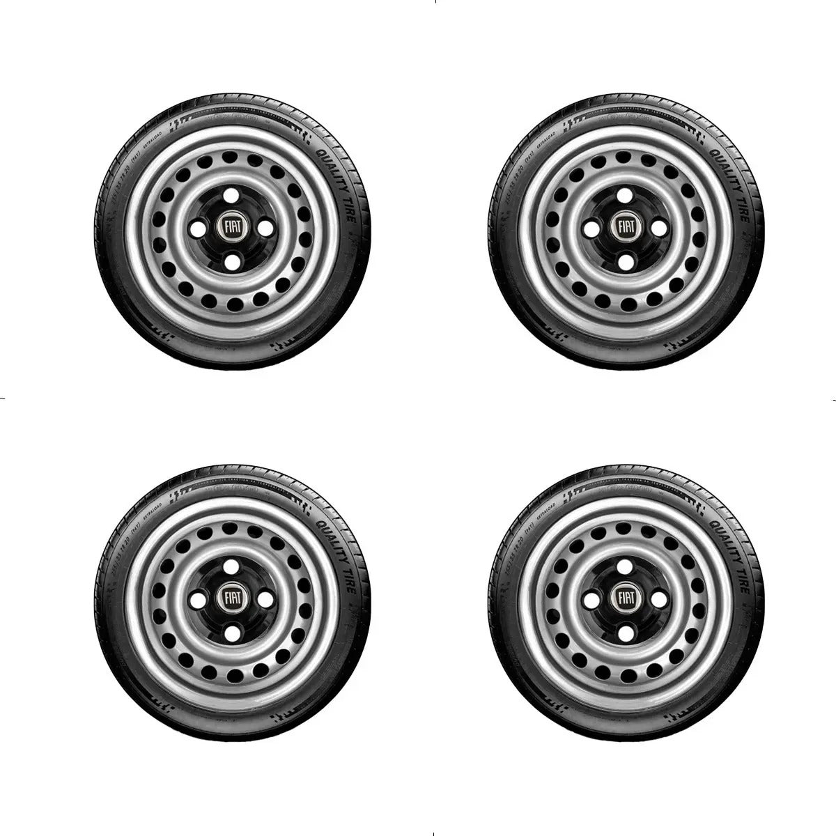 Kit Calotinhas new black Fiat Aro 13, 14 e 15 - Emblema Preto