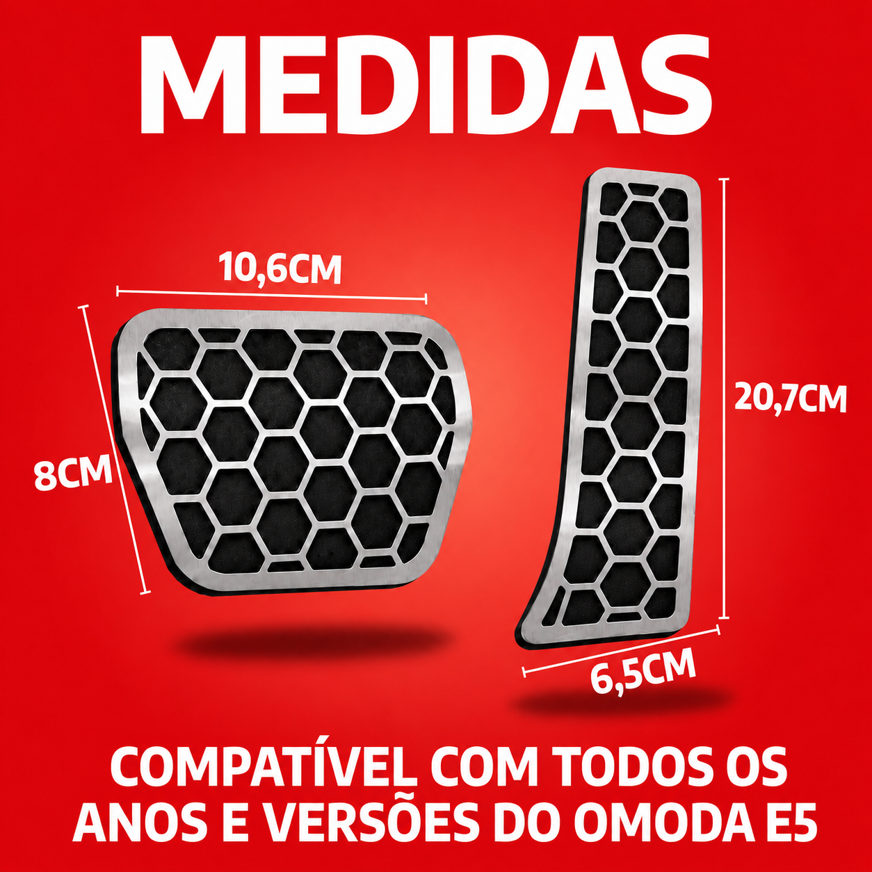 Pedaleira em aço inox Omoda E5 Urban AT Todos os anos