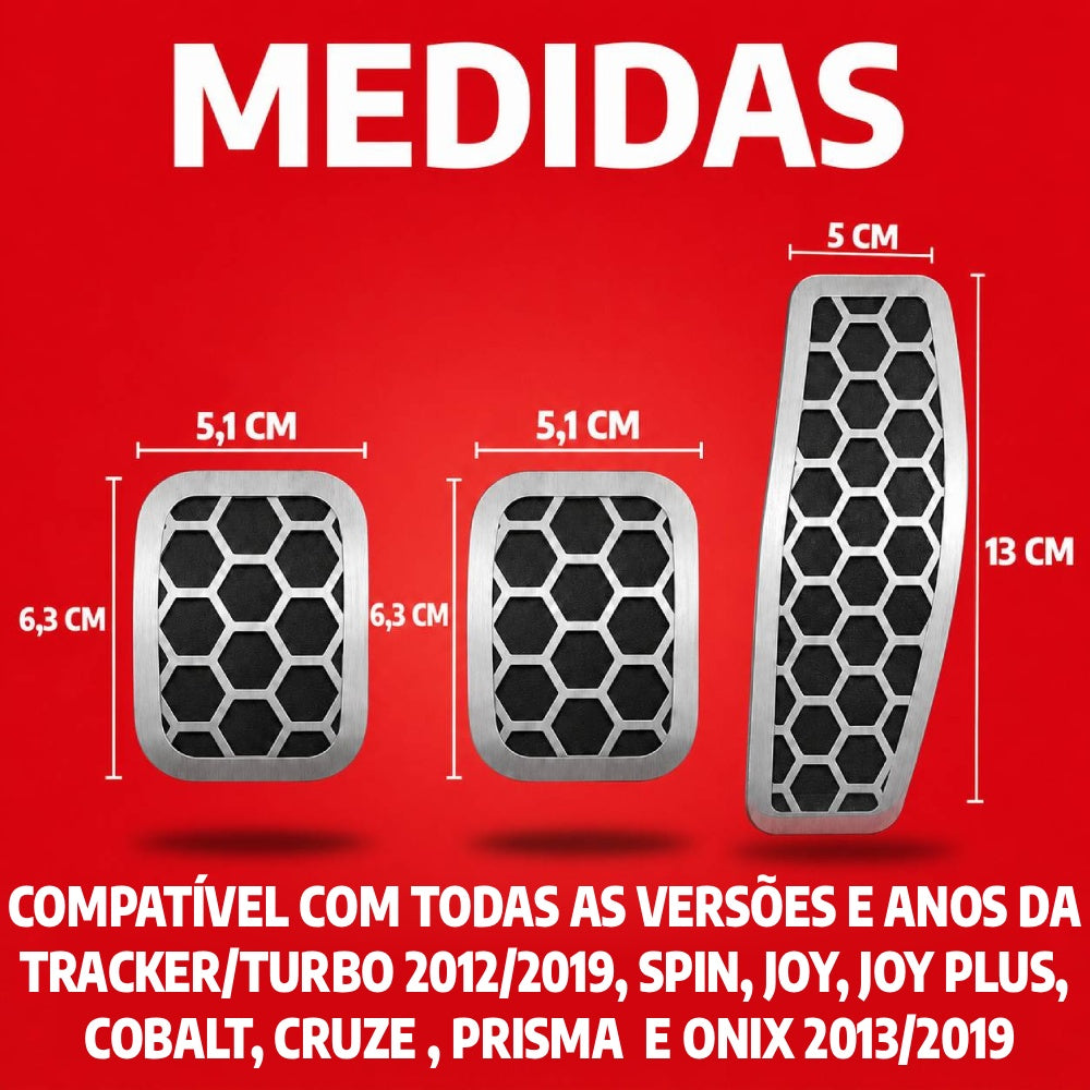 Pedaleira em aço inox Chevrolet Equinox Onix (13 19) Prisma Cobalt Cruze Tracker (12 19) Spin Joy Joy Plus Urban MT Todos os anos