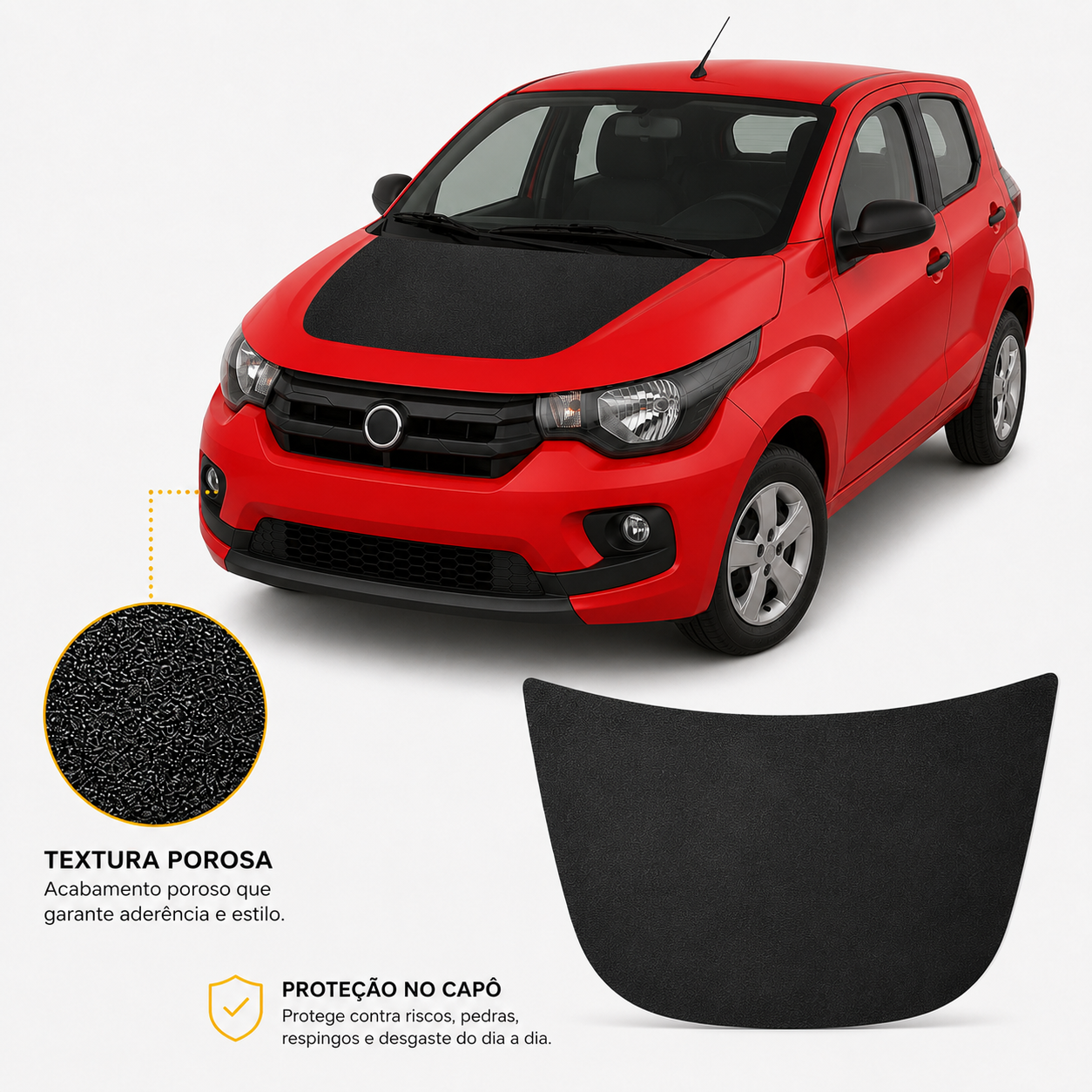 Adesivo Dianteiro de Capô Fiat Mobi Preto Fosco Premium
