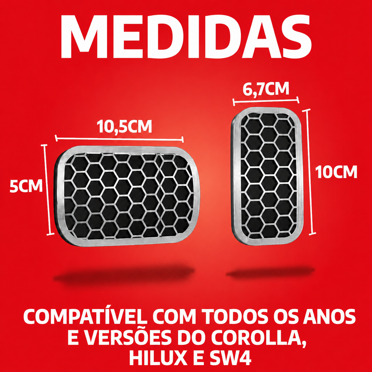 Pedaleira em aço inox Toyota Corolla Hilux Sw4 Urban AT Todos os anos