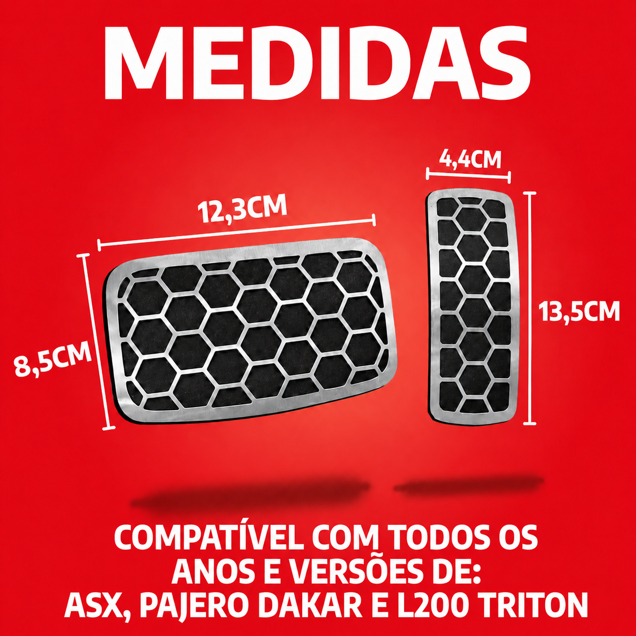 Pedaleira em aço inox Mitsubishi ASX Pajero Dakar L200 Triton AT Todos os anos