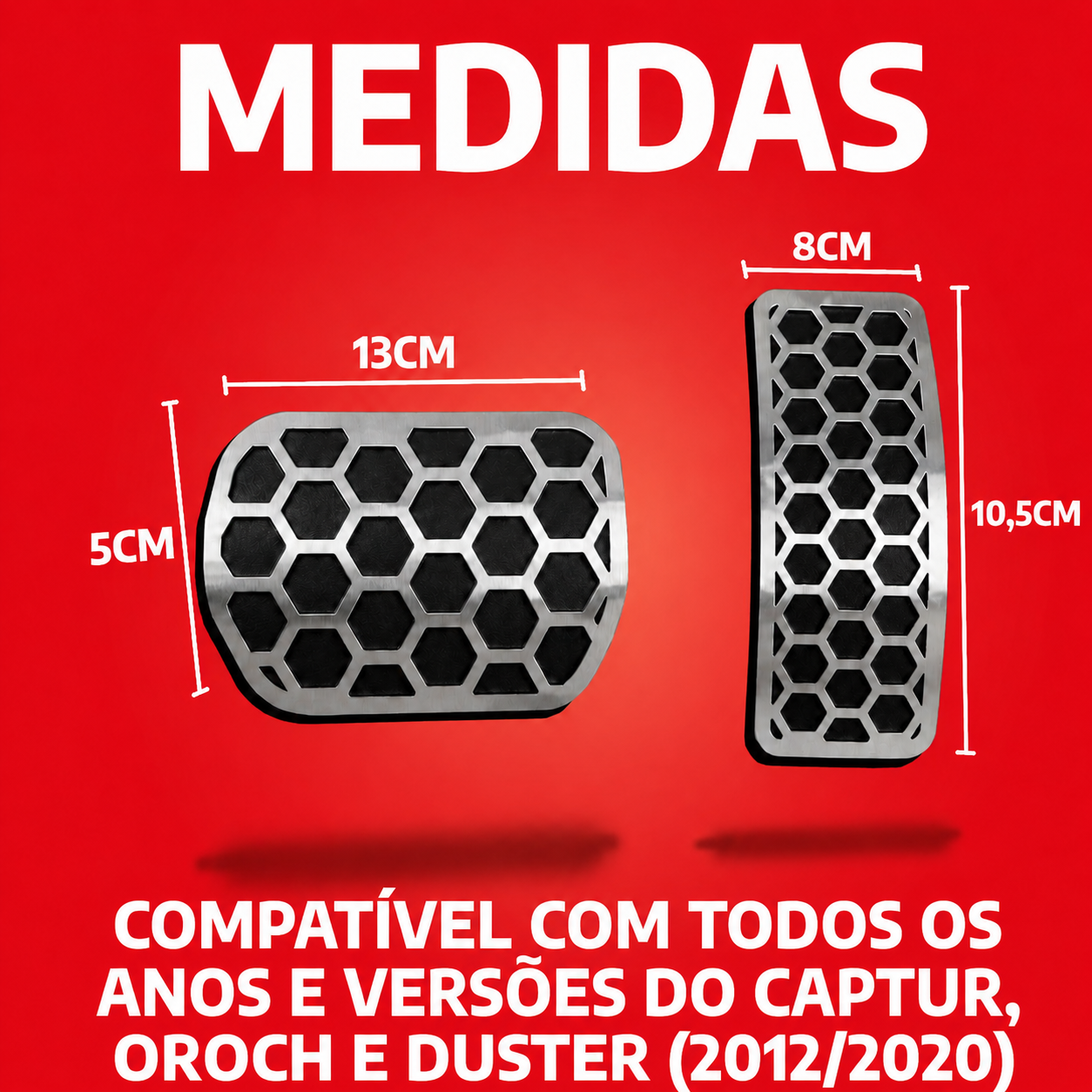 Pedaleira em aço inox Renault Captur Oroch Duster (2012 2020) Urban MT Todos os anos