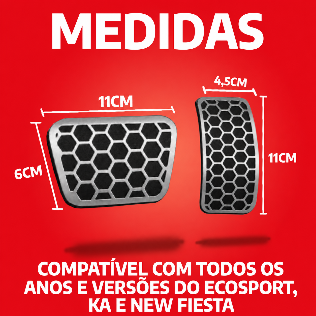 Pedaleira Urban em aço inox Ford Ecosport Ka New Fiesta AT Todos os anos