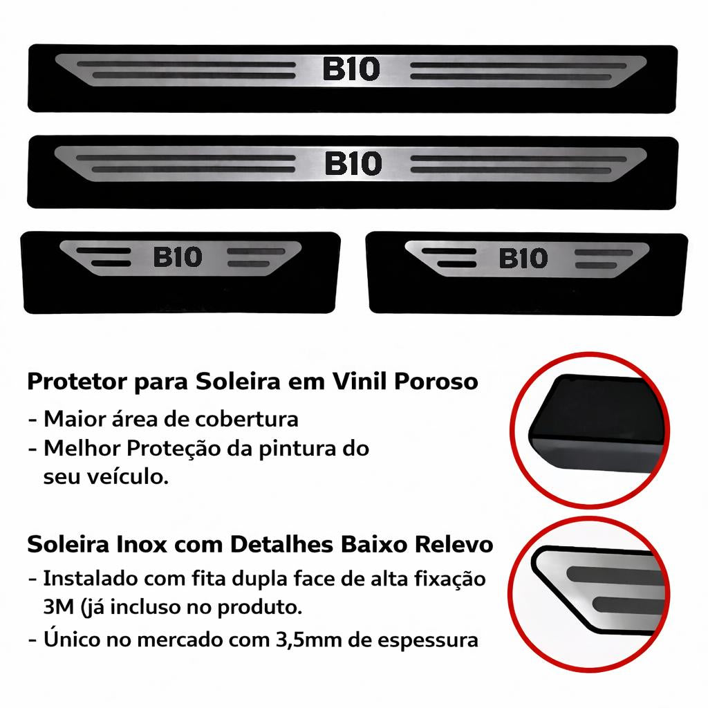 Kit soleira baixo relevo B10 em aço inox
