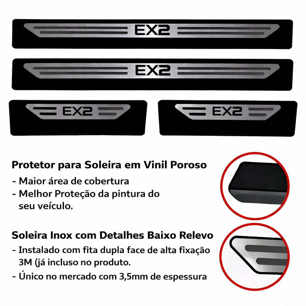 Kit soleira baixo relevo EX2 em aço inox