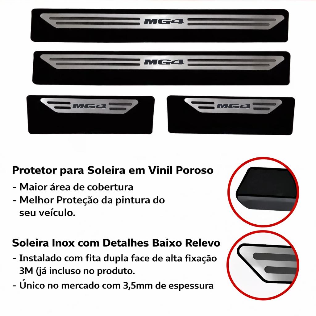 Kit soleira baixo relevo MG4 em aço inox