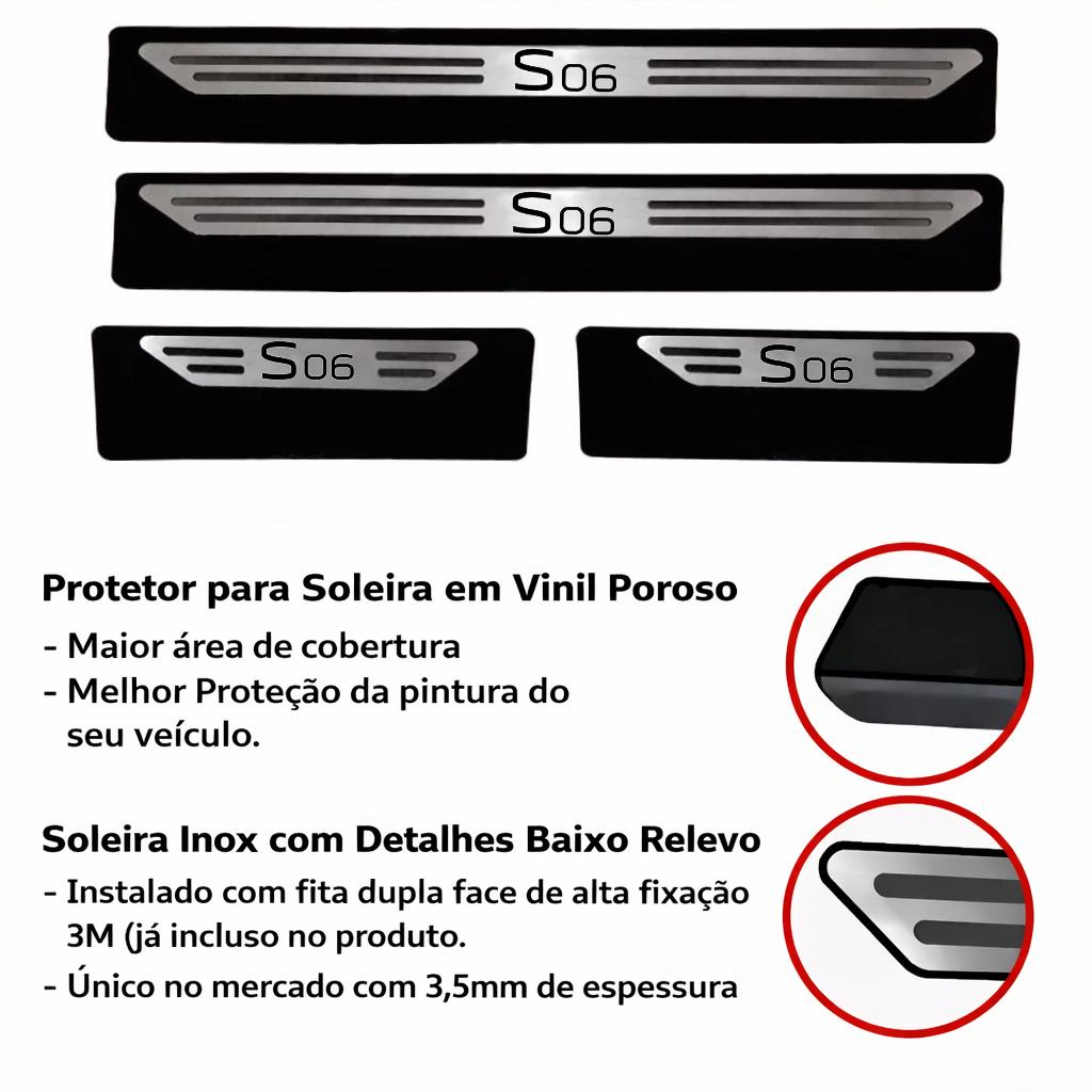 Kit soleira baixo relevo S06 em aço inox