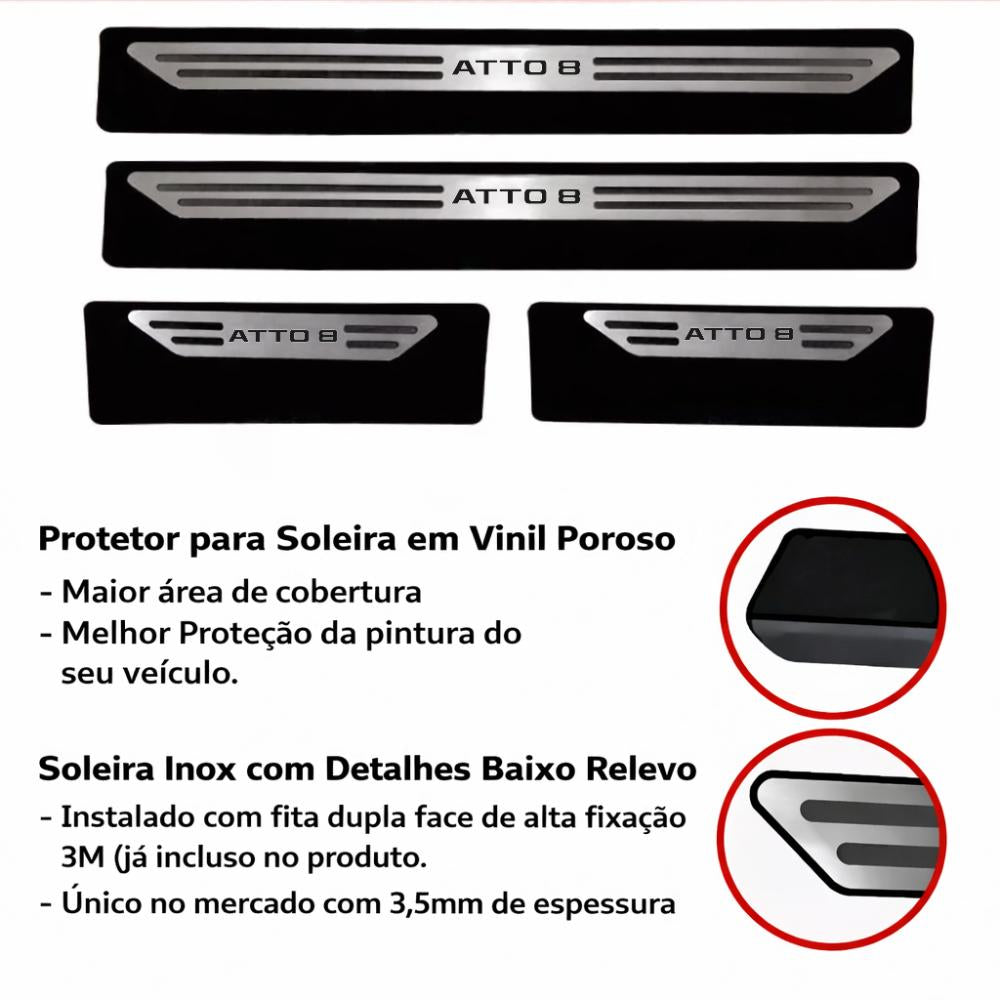 Kit soleira baixo relevo Atto8 em aço inox