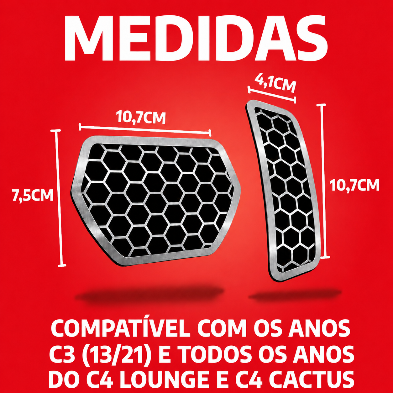 Pedaleira em aço inox Citroën C3 (13 21) C4 Lounge C4 Cactus Urban AT Todos os anos