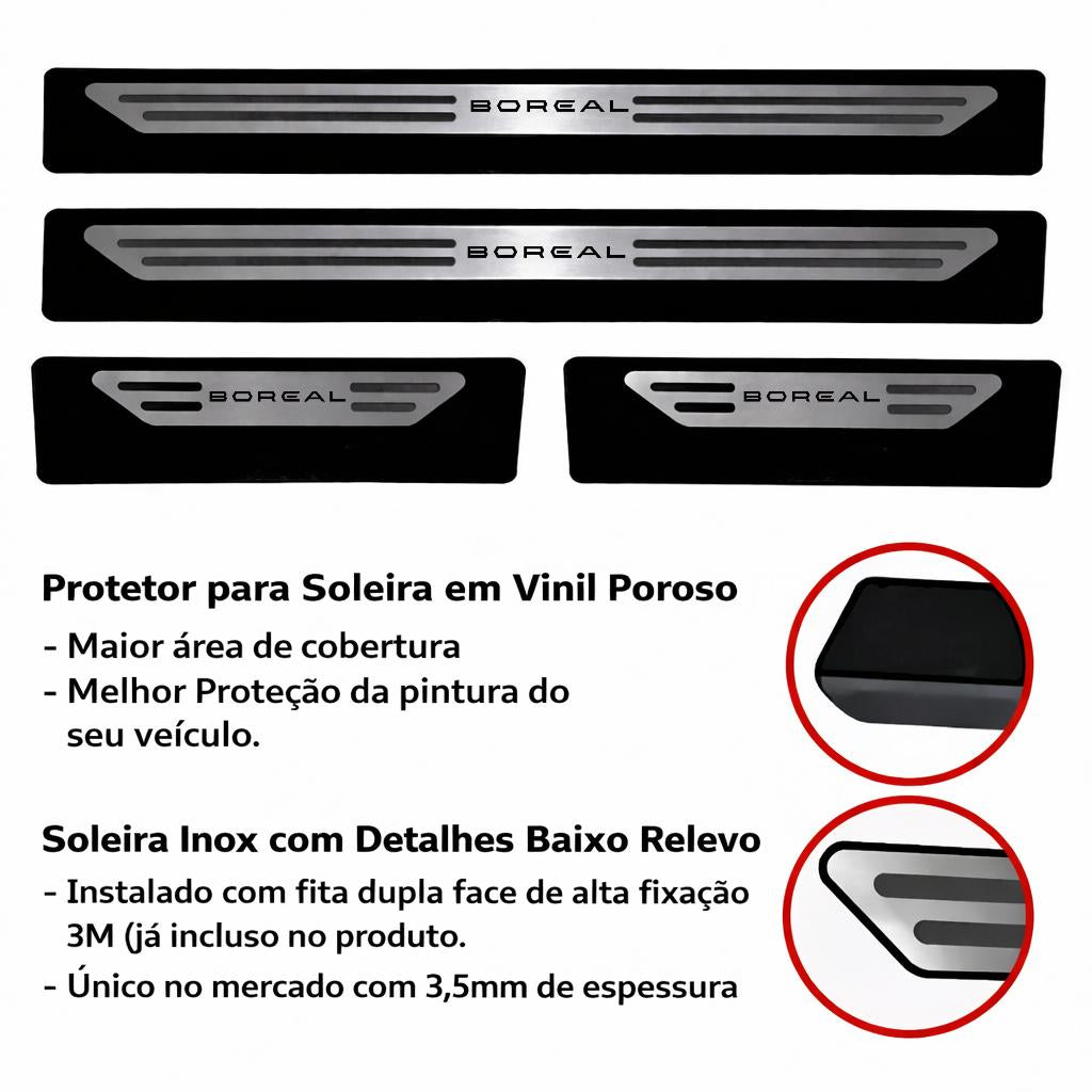 Kit soleira baixo relevo Boreal em aço inox