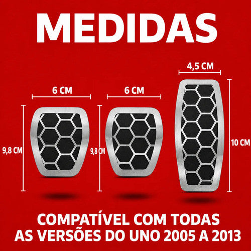 Kit Grade Cinza Com Emblema Cromado e Pedaleira e Descanso Urban em Inox Fiat Uno Mille 05 a 13