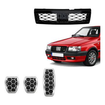 Kit Grade Preta Sem Emblema e Pedaleira Urban em Inox Fiat Uno Mille 05 a 13