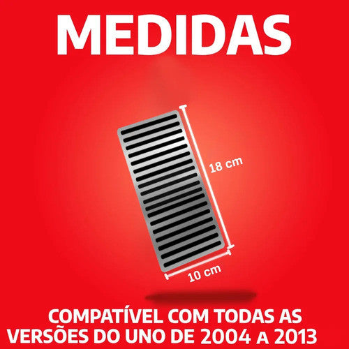 Kit Grade Preta Sem Emblema e Descanso Liso e Soleiras Lisas em Inox Fiat Uno Mille 05 a 13