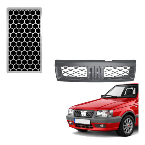 Kit Grade Cinza Sem Emblema e Descanso Urban em Inox Fiat Uno Mille 05 a 13