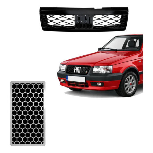 Kit Grade Preta Sem Emblema e Descanso Urban em Inox Fiat Uno Mille 05 a 13