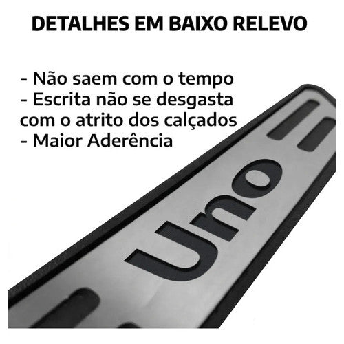 Kit Grade Cinza Com Emblema Cromado e Soleiras Baixo Relevo em Inox Fiat Uno Mille 05 a 13