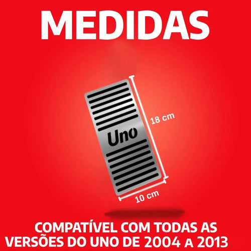Kit Grade Preta Sem Emblema e Descanso de Pe em Inox Fiat Uno Mille 05 a 13