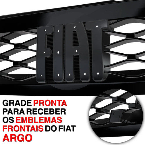Kit Grade Preta Sem Emblema e Descanso e Soleiras Baixo Relevo em Inox Fiat Uno Mille 05 a 13